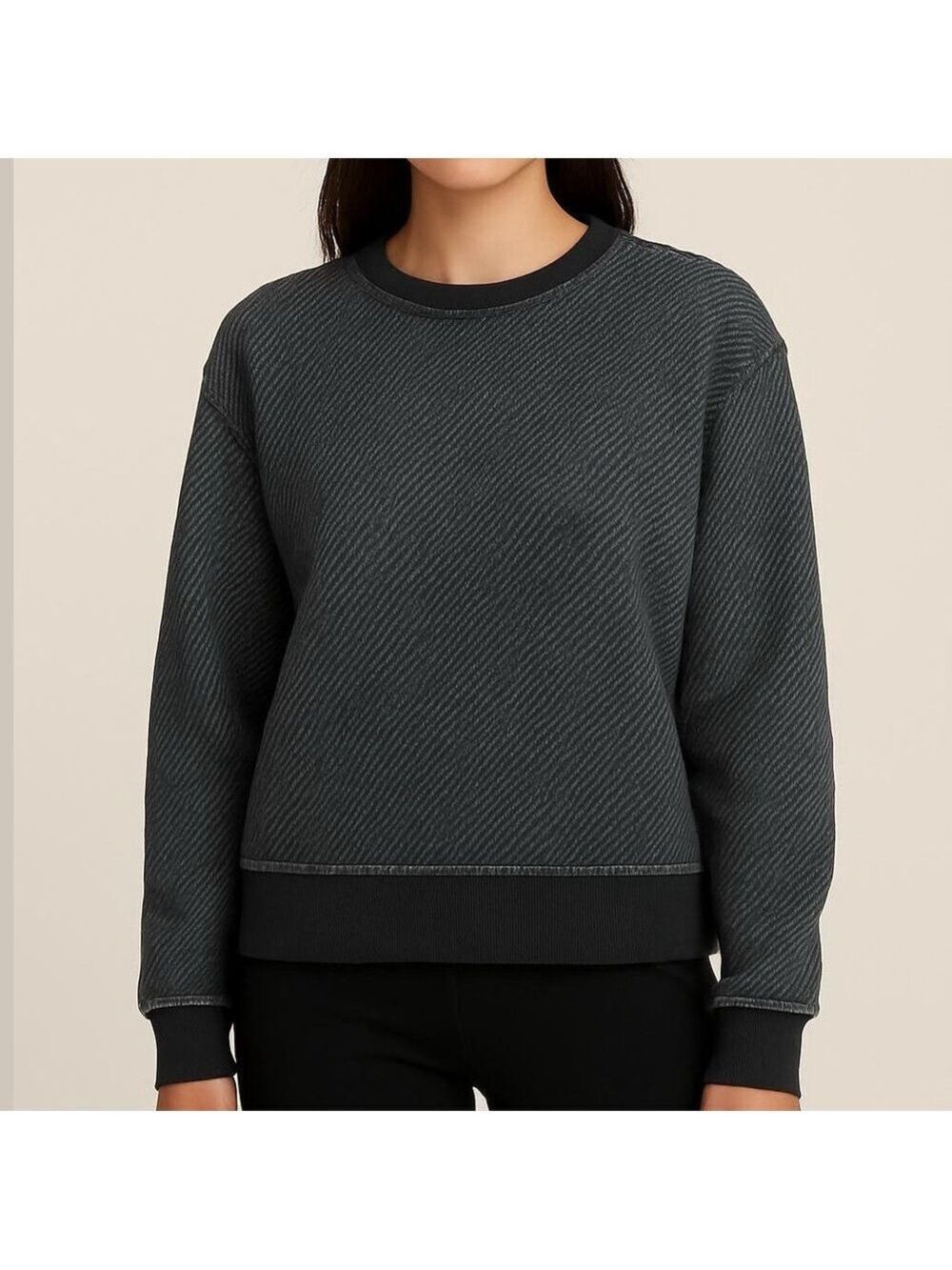 T by ALEXANDER WANG French terry sweatshirt crewneck cropped black size medium